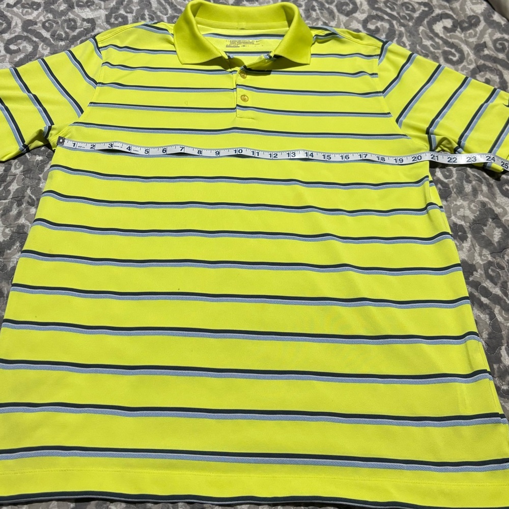 Nike Golf Drifit Yellow Striped Polo Shirt Size Large